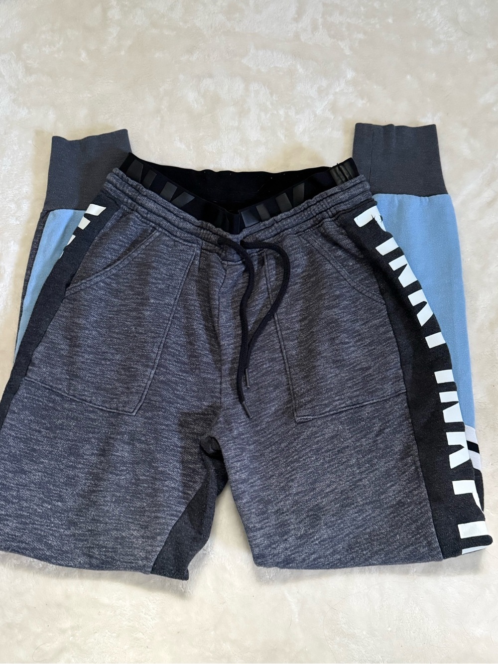 PINK Victoria's Secret Charcoal Gray Kids Athletic Shorts with Black Side Panels